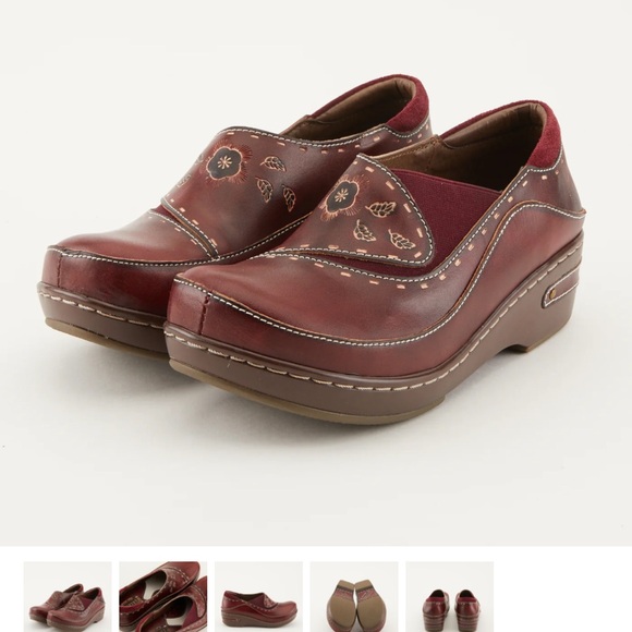 L'ATISTE Burbank Bordeux Maroon Red Leather Clogs size 8.5/39 - Picture 11 of 11